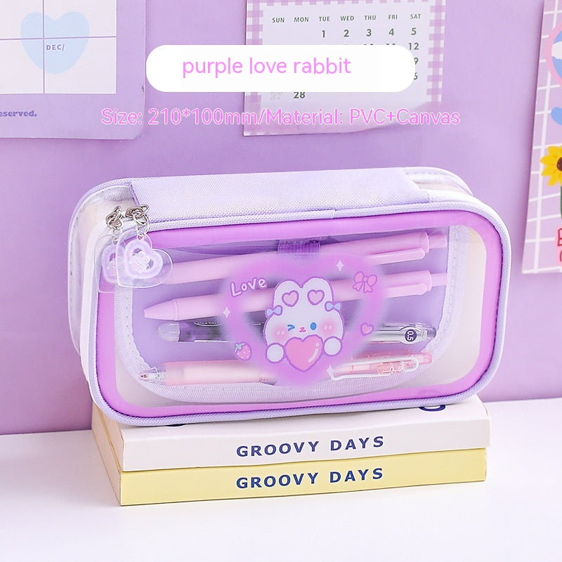 Kawaii Cartoon Transparent Pencil Case for girls