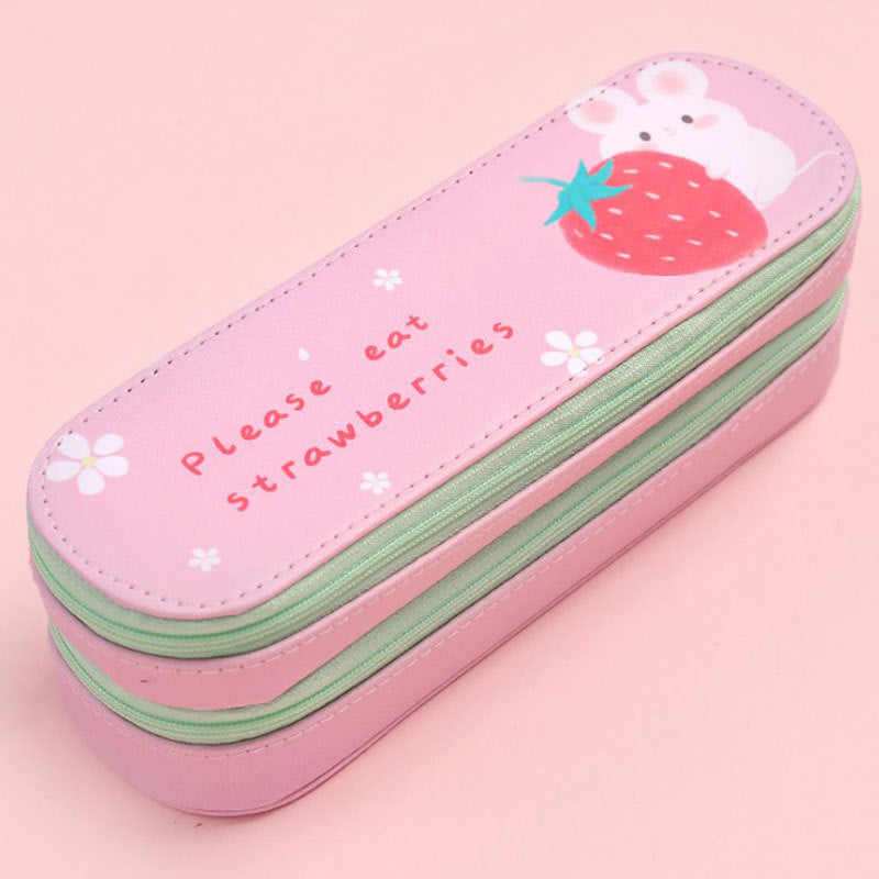 Kawaii double-layer pencil case