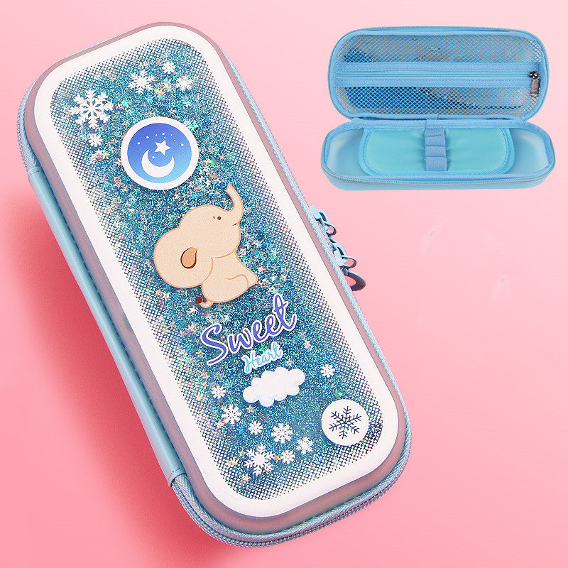 Kawaii Glitter Quicksand Pencil Case for school girls