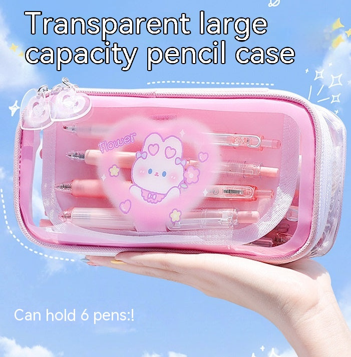 Kawaii Cartoon Transparent Pencil Case for girls