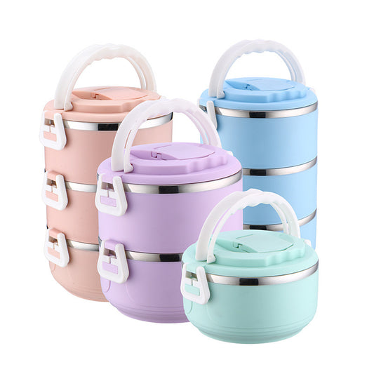 Colorful 3-layer lunch box stainless steel