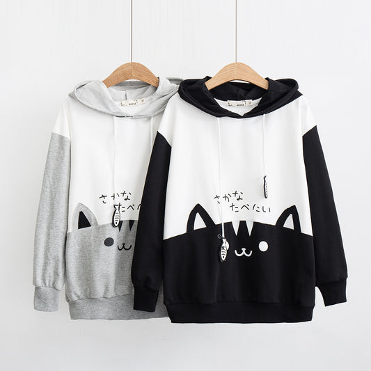 Japanese Mori cartoon cat hoodie