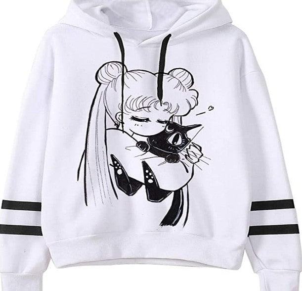 Anime Cartoon Cat Fleece Hoodie