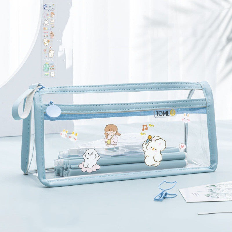 Transparent Double-layer Pencil Case Large Capacity for girls & boys