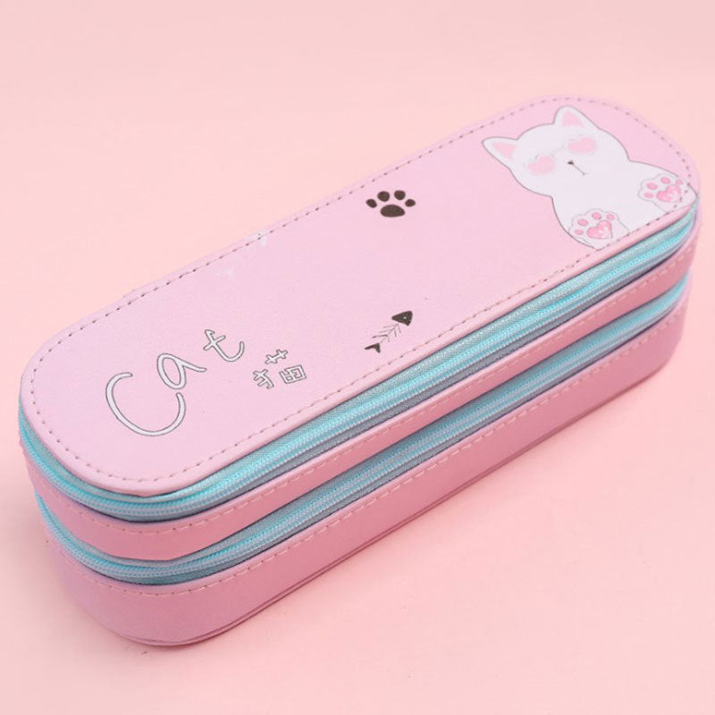 Kawaii double-layer pencil case