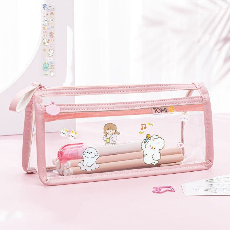 Transparent Double-layer Pencil Case Large Capacity for girls & boys