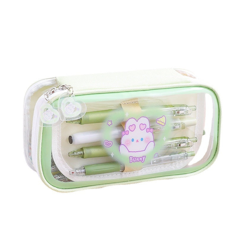 Kawaii Cartoon Transparent Pencil Case for girls