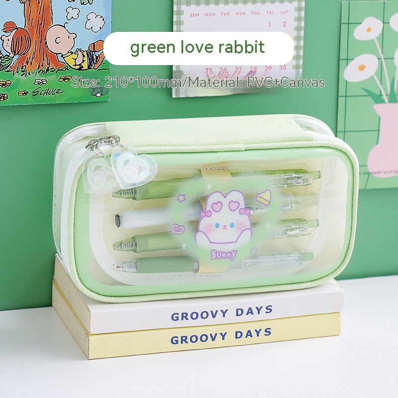 Kawaii Cartoon Transparent Pencil Case for girls