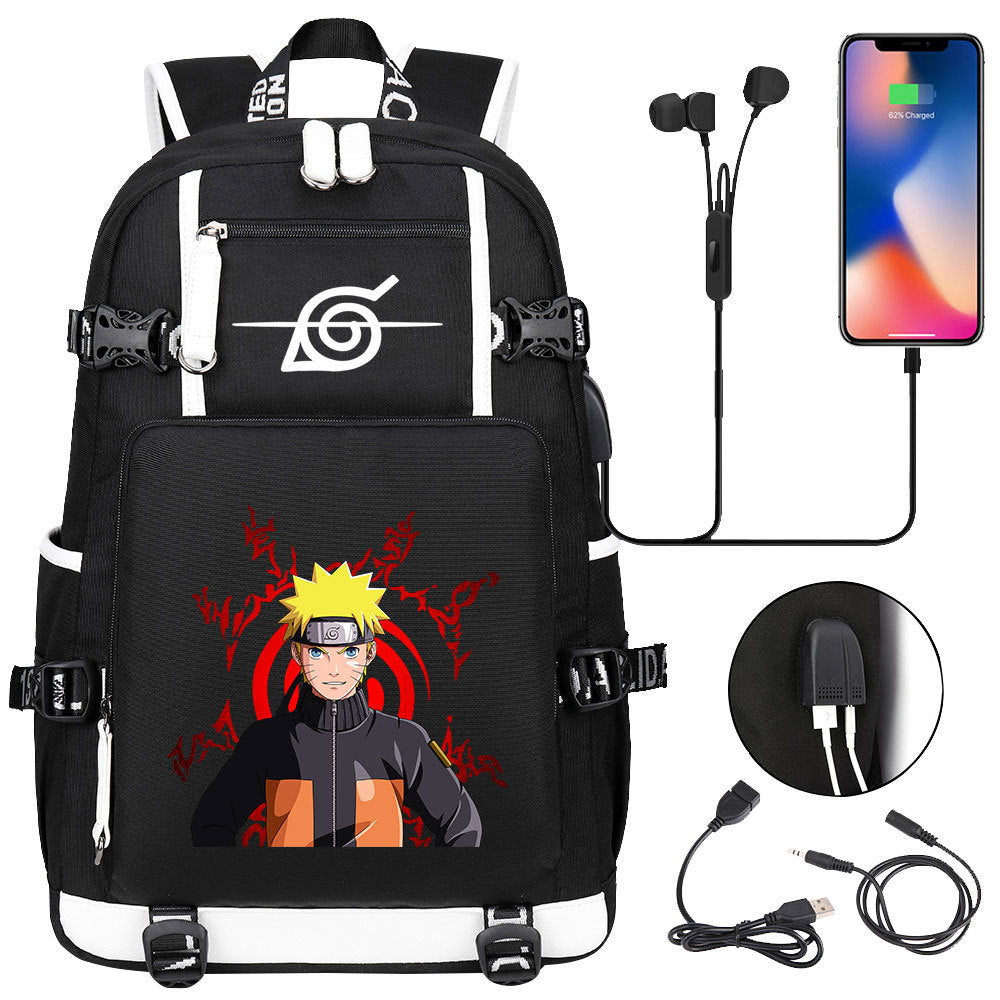 Naruto print USB Backpack