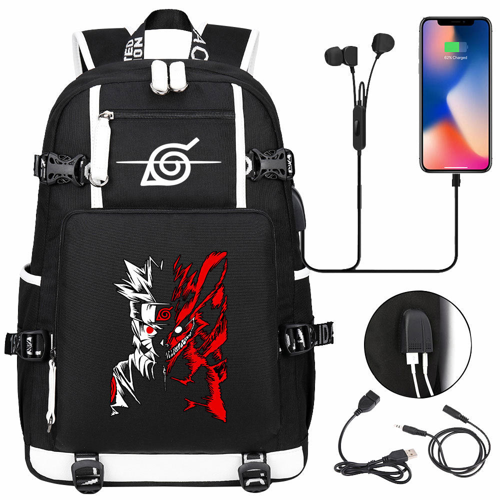 Naruto print USB Backpack