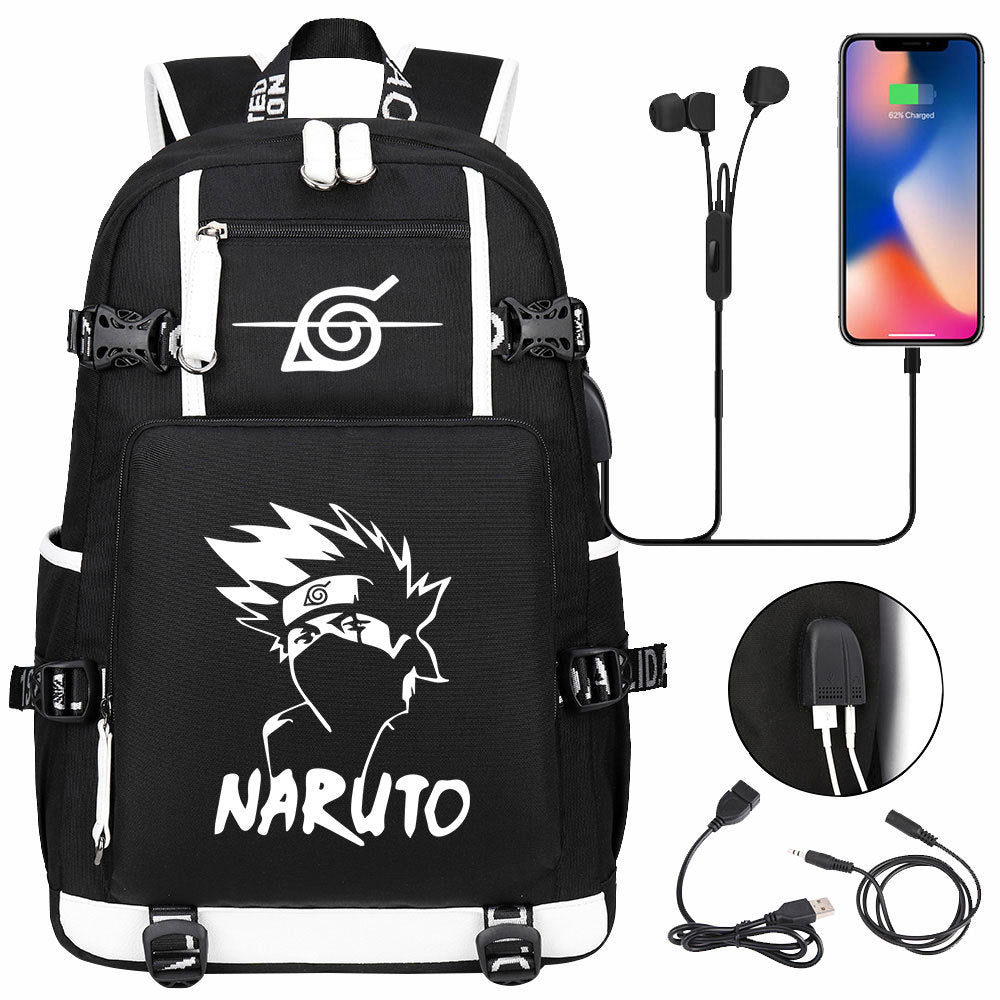 Naruto print USB Backpack