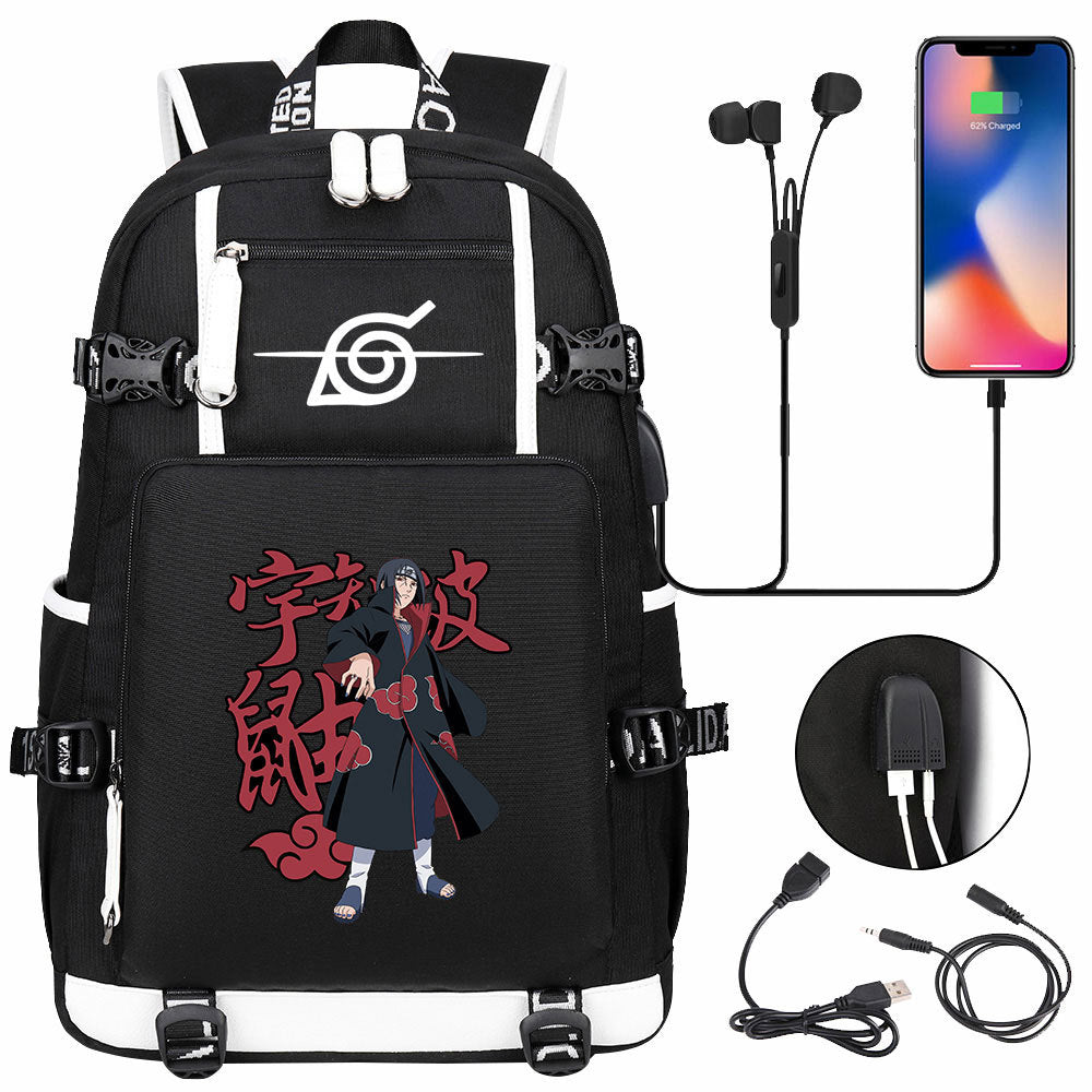 Naruto print USB Backpack