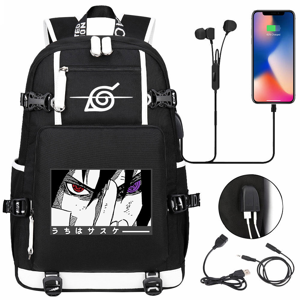 Naruto print USB Backpack