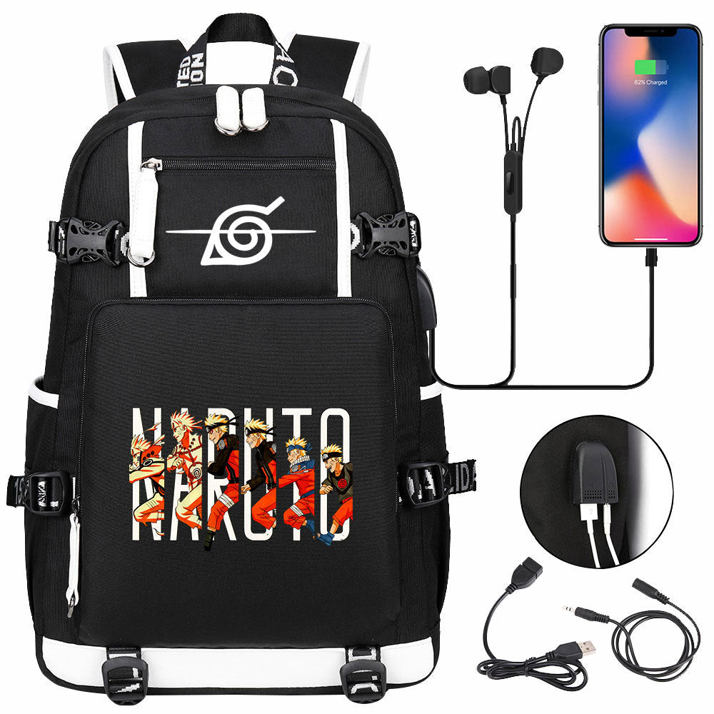 Naruto print USB Backpack