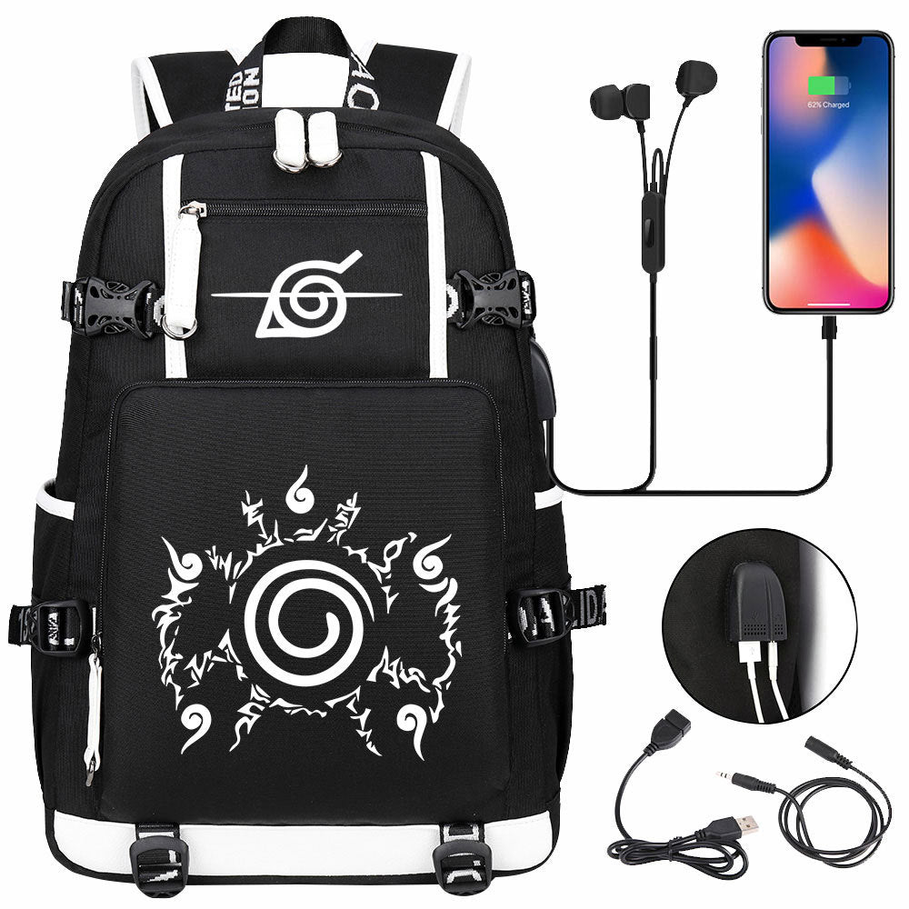 Naruto print USB Backpack