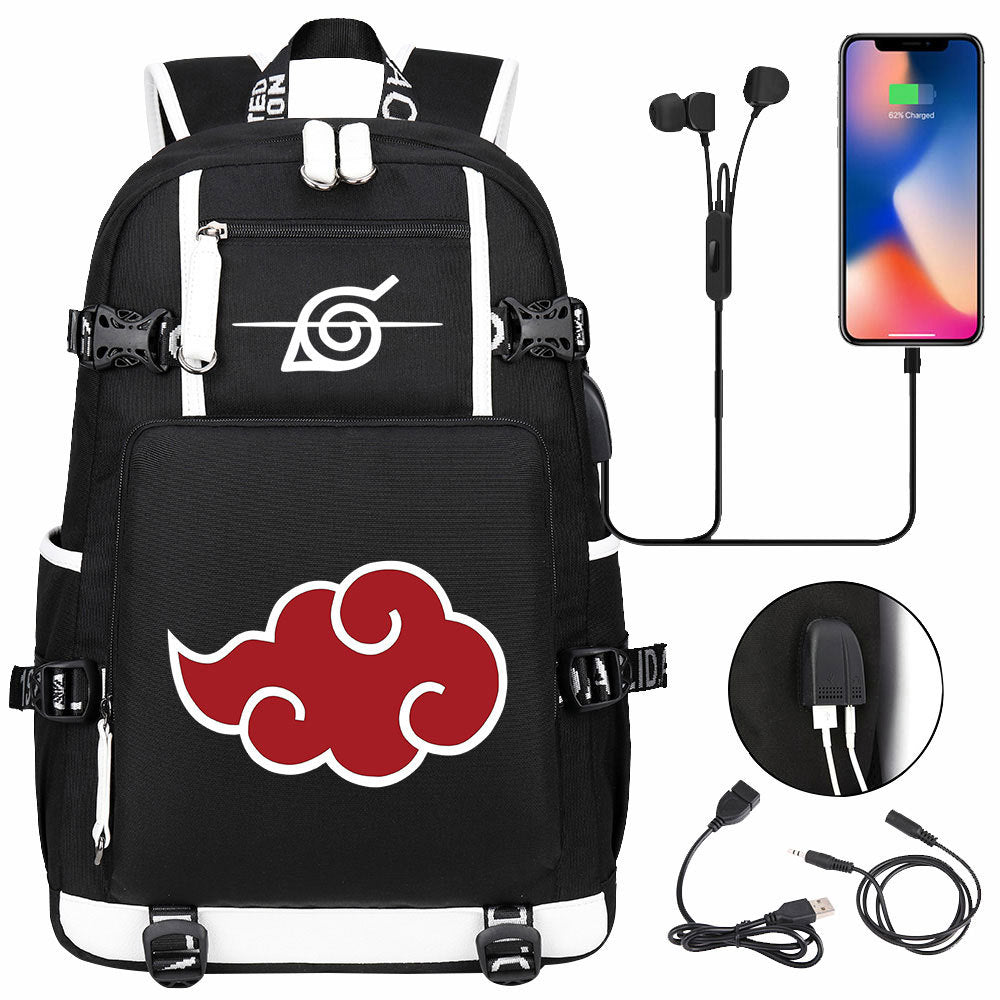 Naruto print USB Backpack