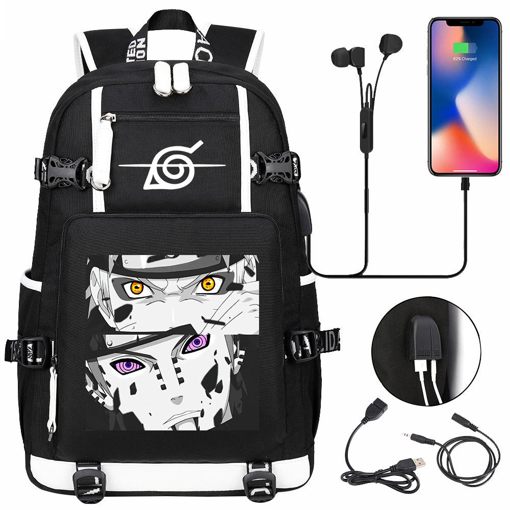 Naruto print USB Backpack