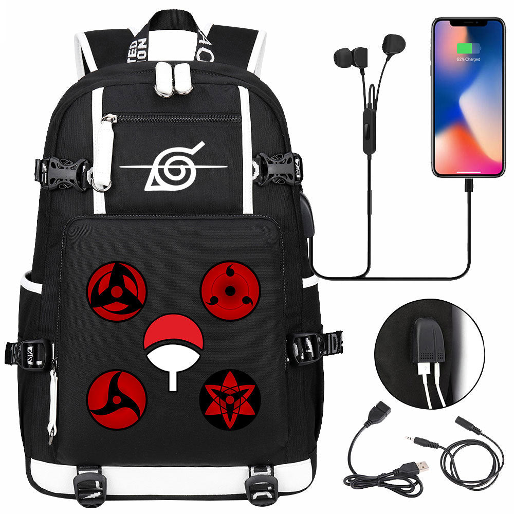 Naruto print USB Backpack