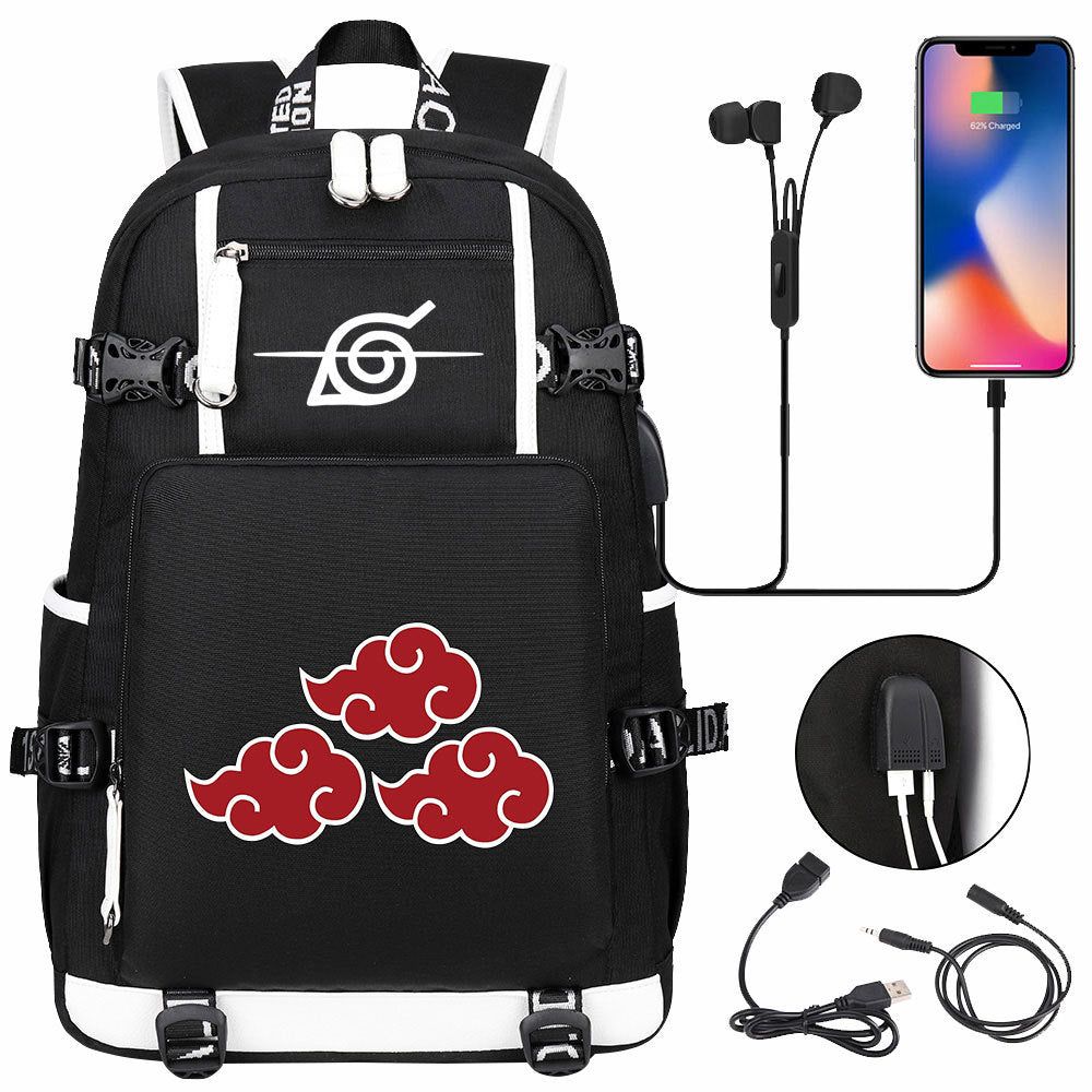 Naruto print USB Backpack