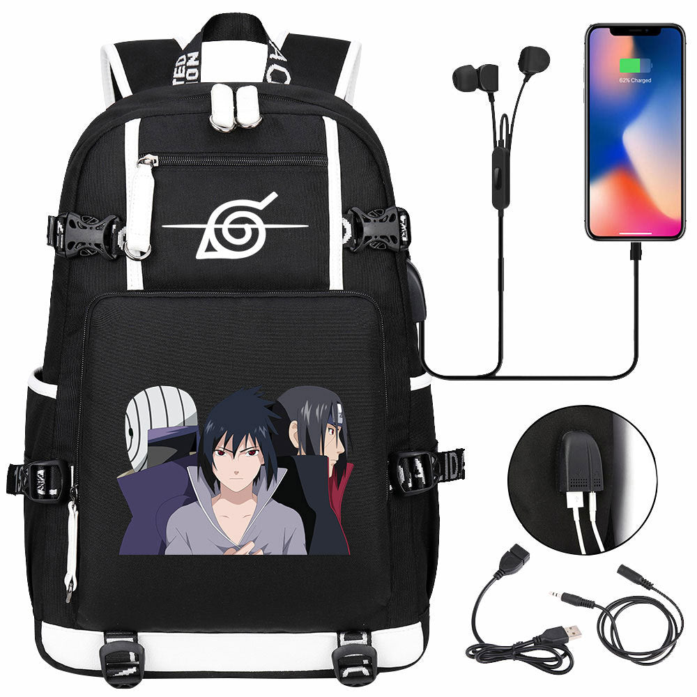 Naruto print USB Backpack