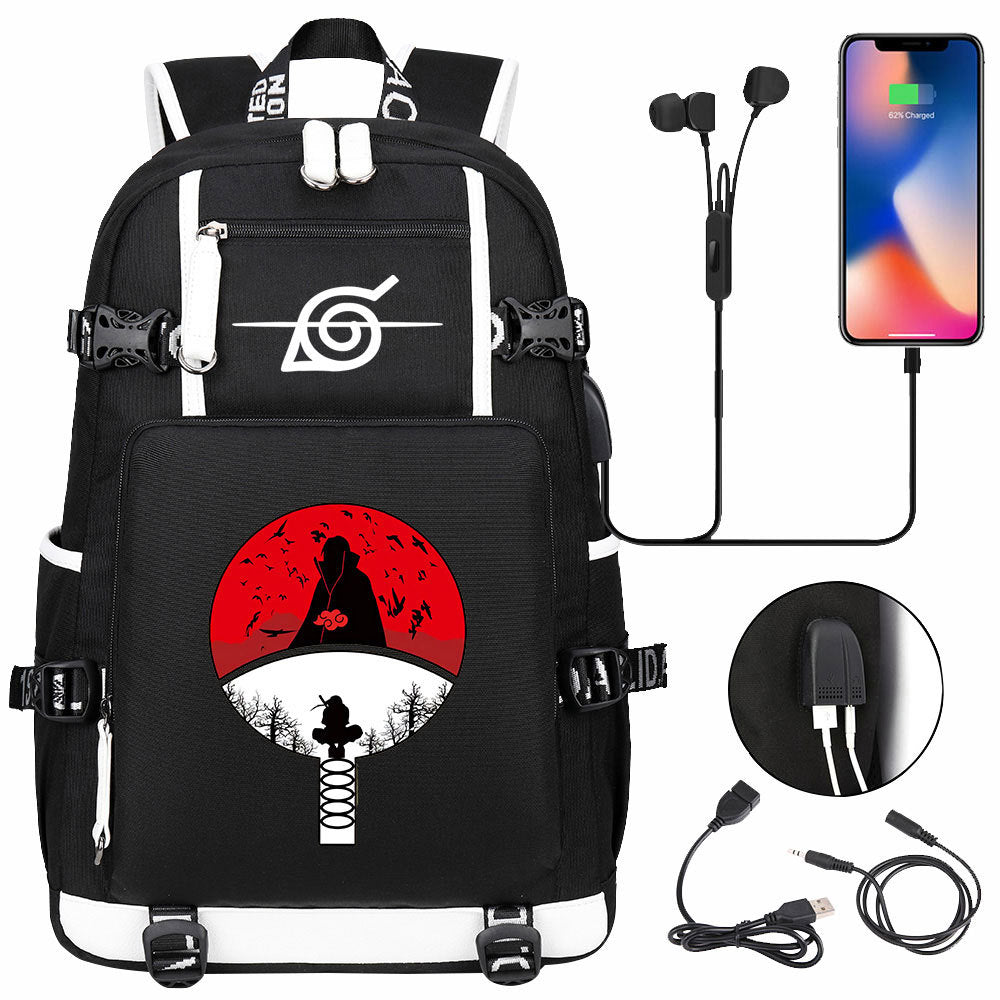 Naruto print USB Backpack