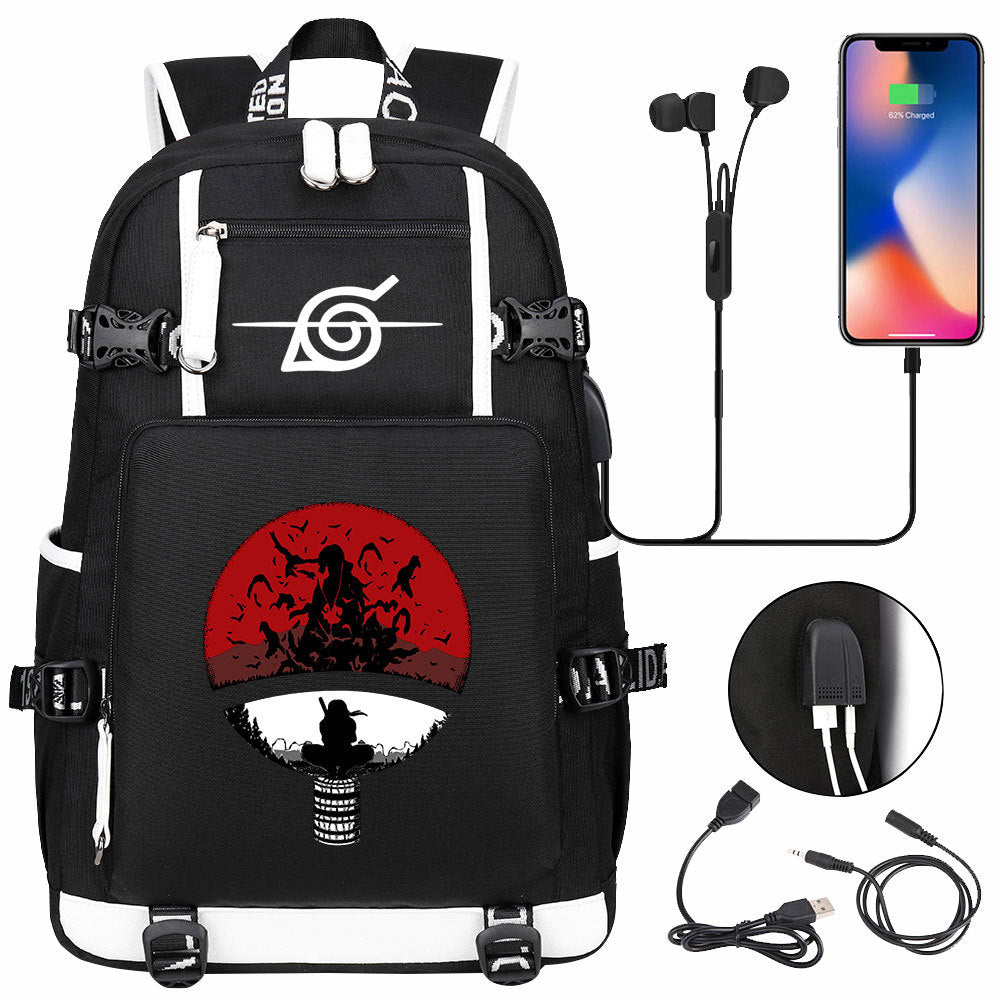 Naruto print USB Backpack