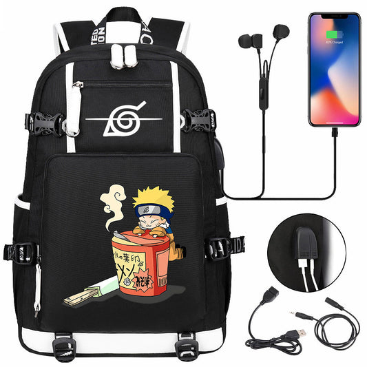 Naruto print USB Backpack