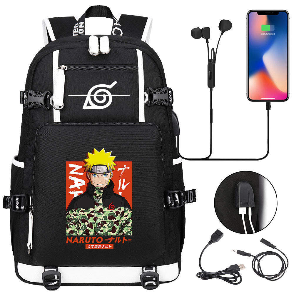 Naruto print USB Backpack