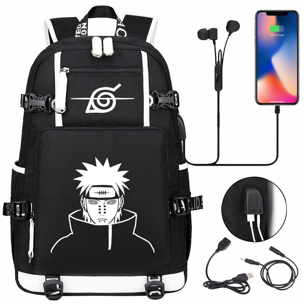 Naruto print USB Backpack