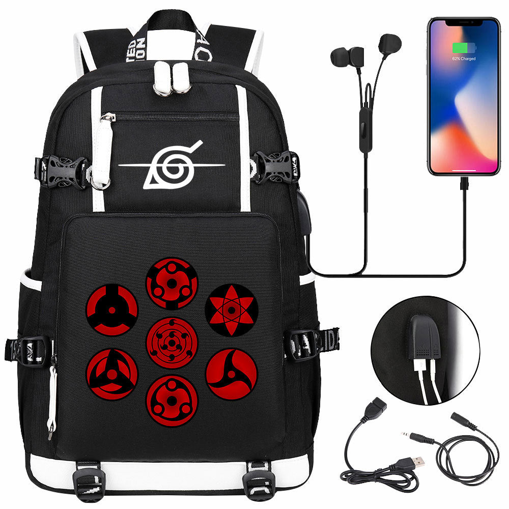 Naruto print USB Backpack