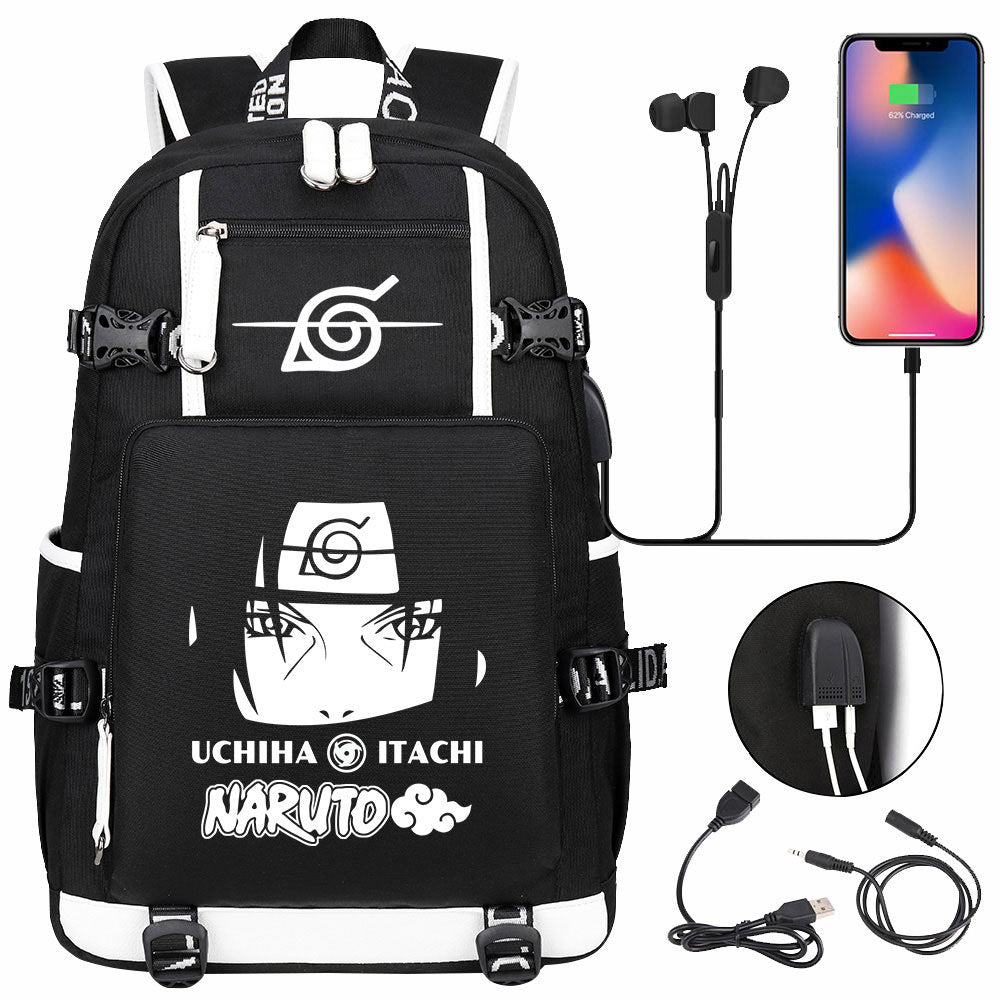 Naruto print USB Backpack