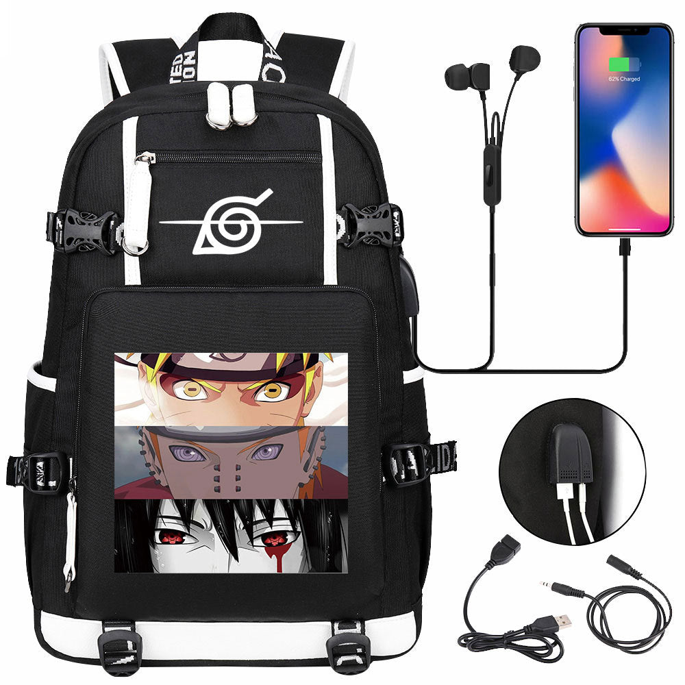 Naruto print USB Backpack