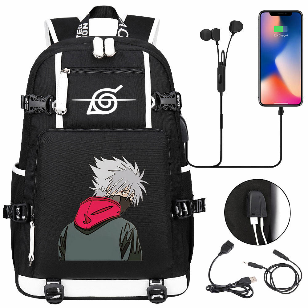 Naruto print USB Backpack