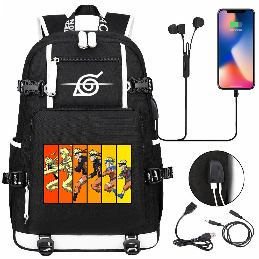 Naruto print USB Backpack