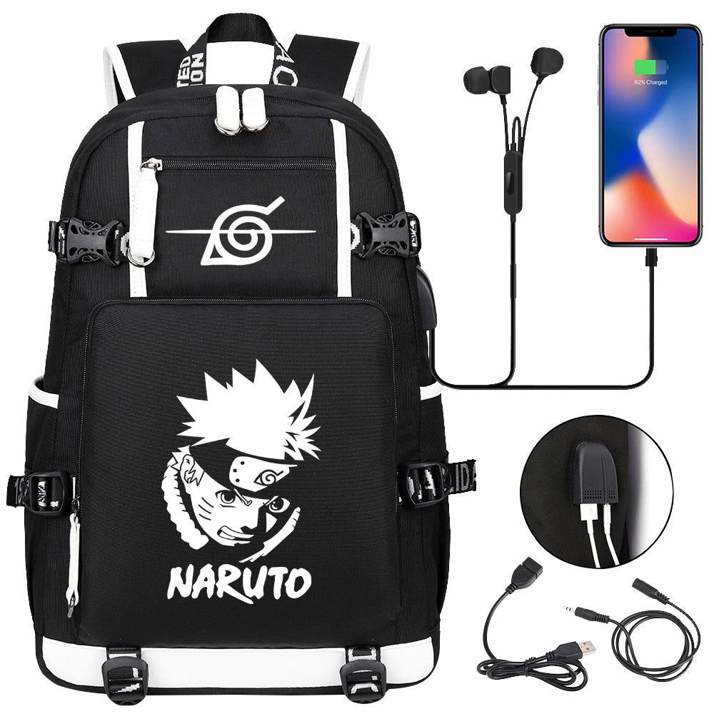 Naruto print USB Backpack