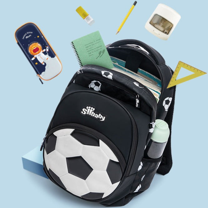 Soccer 3D black & white school backpack