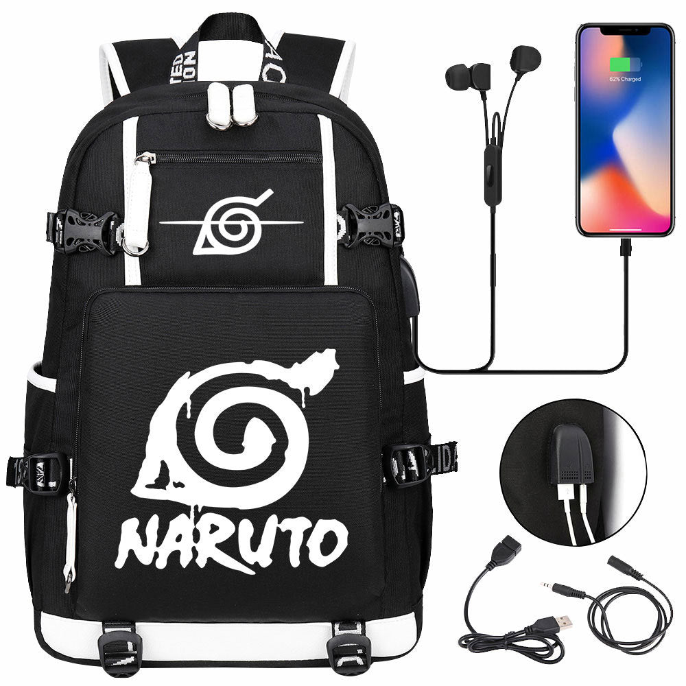 Naruto print USB Backpack