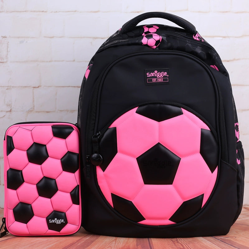 Soccer Schoolbag and Pencil Bags Pink, Gold, Silver