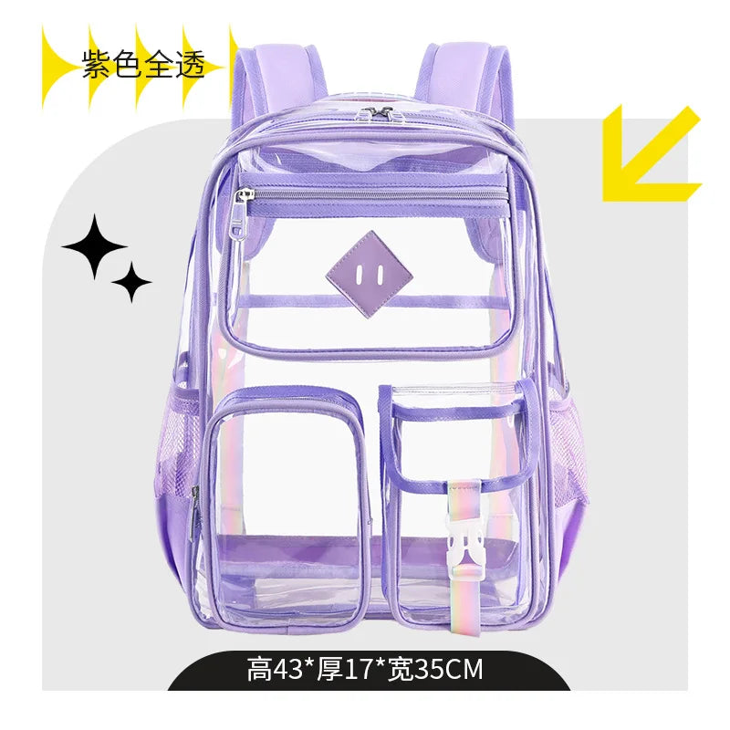 Clear Transparent Backpack multi-pockets