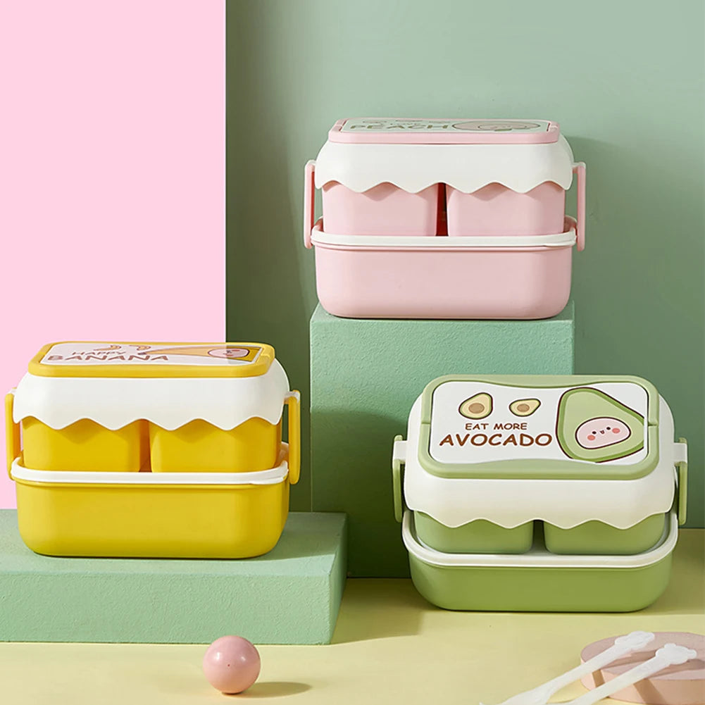 Kawaii Bento Box Containers with Cutlery