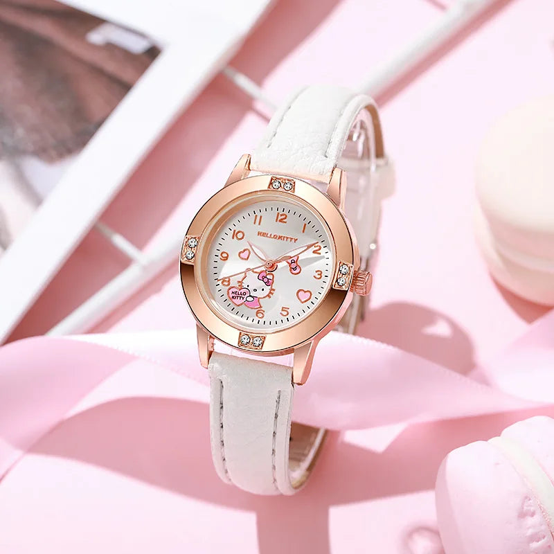 Hello Kitty Cinnamoroll Kuromi Rose Gold with Diamond Belt Quartz Watch