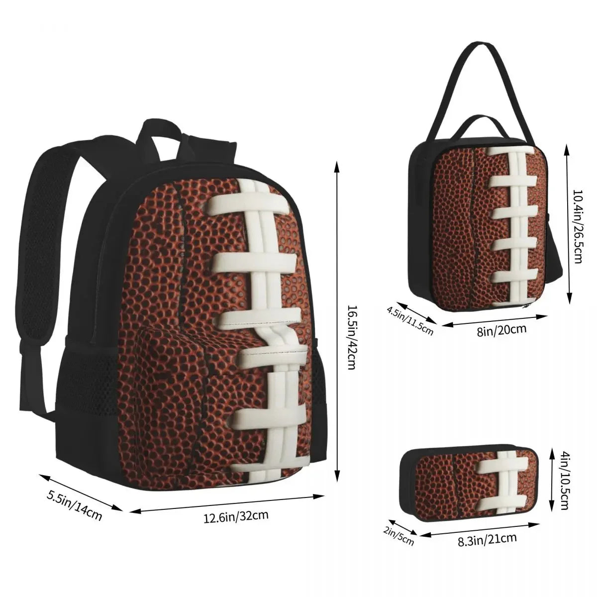 Football Backpack Set with Lunch Bag & Pencil Pouch