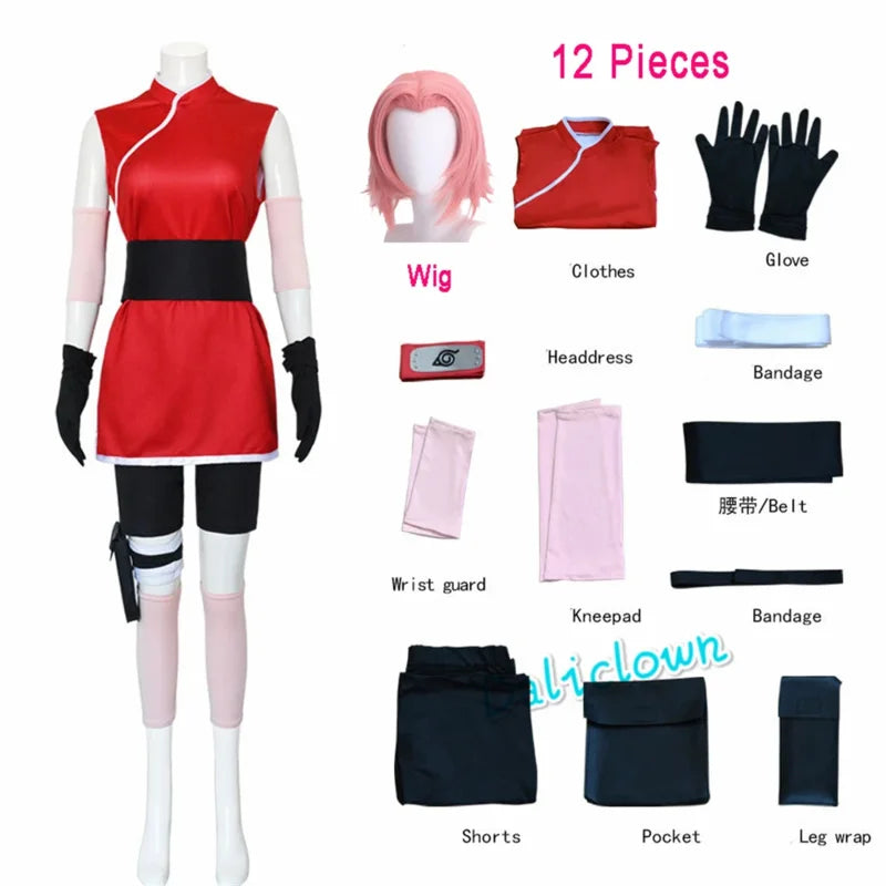 Haruno Sakura Japanese Anime Costume Set