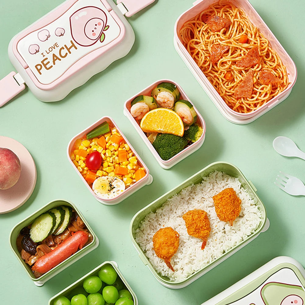 Kawaii Bento Box Containers with Cutlery