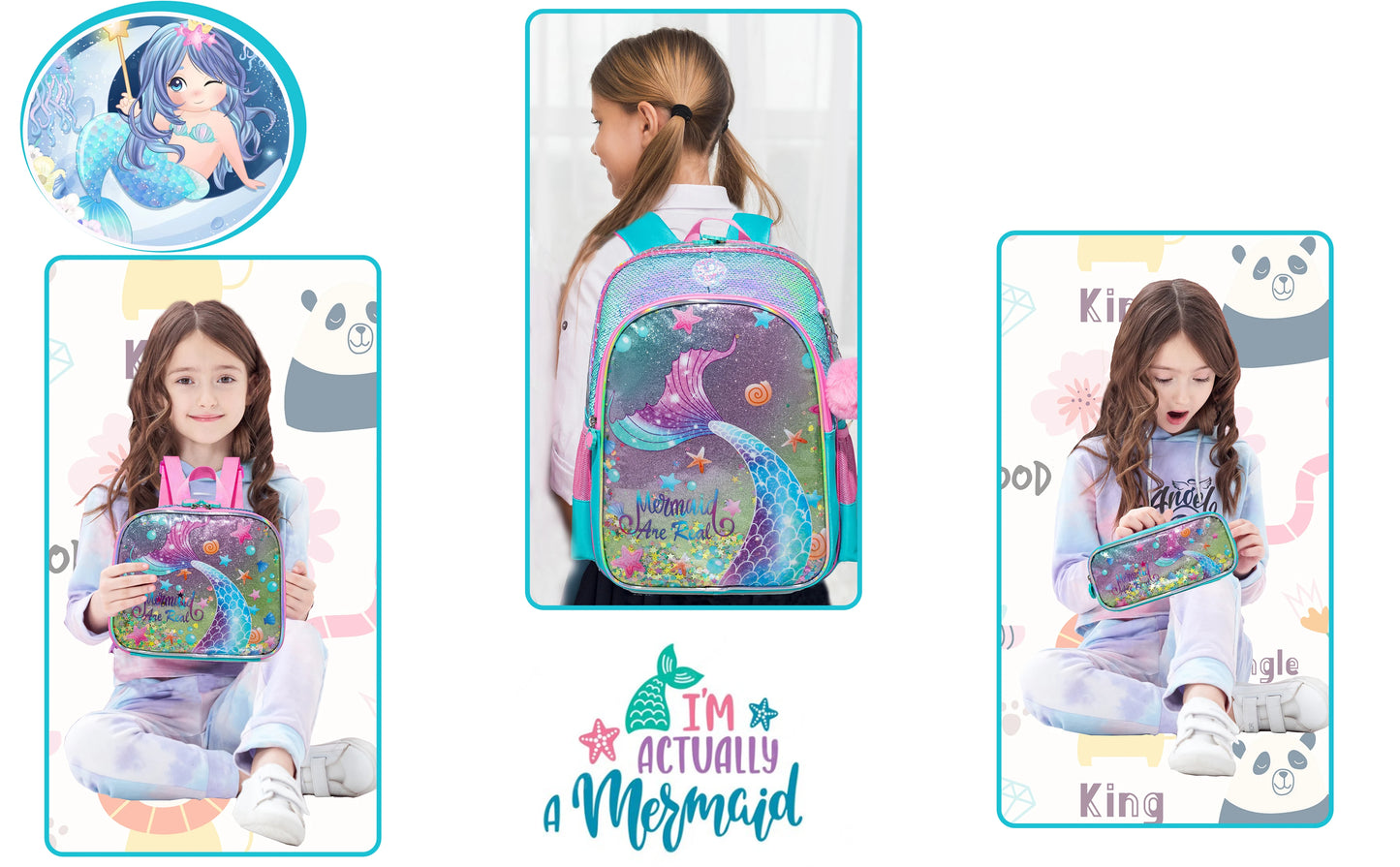 Meetbelify Girls 3-piece schoolbag set