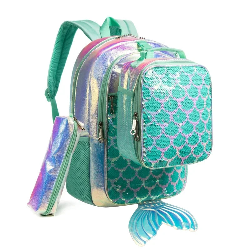 Sequin GIRL PWR School Backpacks with Lunch Bag