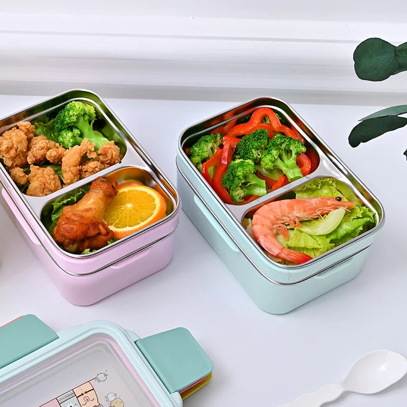 Cute Cartoon Stainless Steel Lunch Box Double Layer