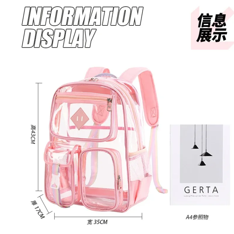 Clear Transparent Backpack multi-pockets