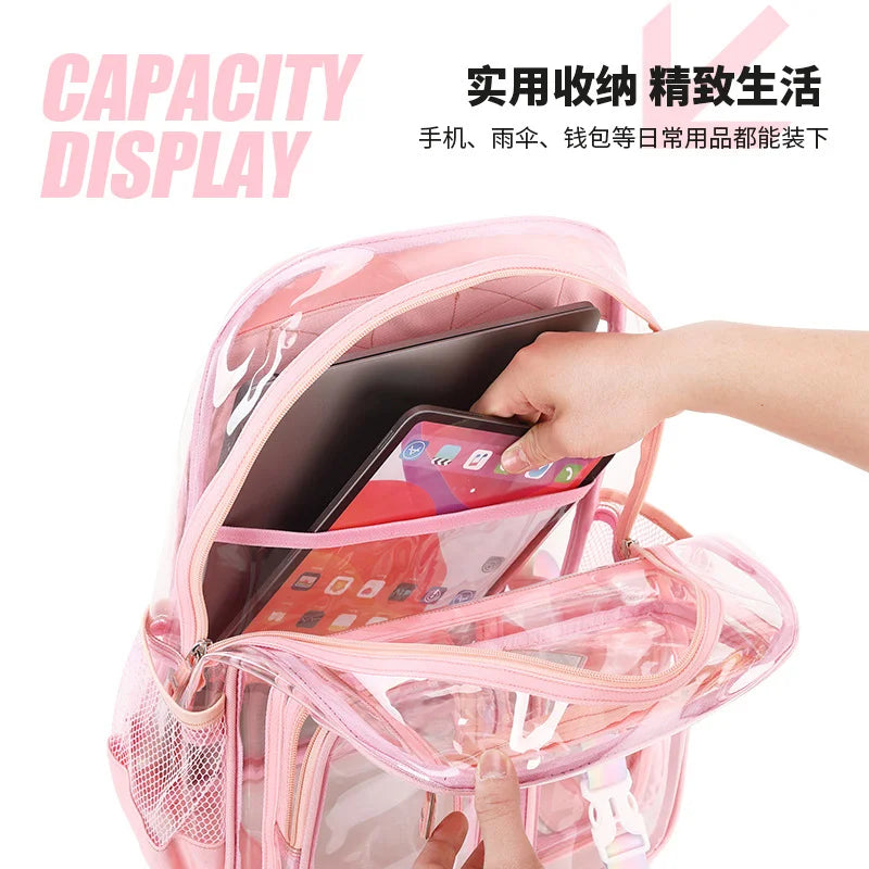 Clear Transparent Backpack multi-pockets