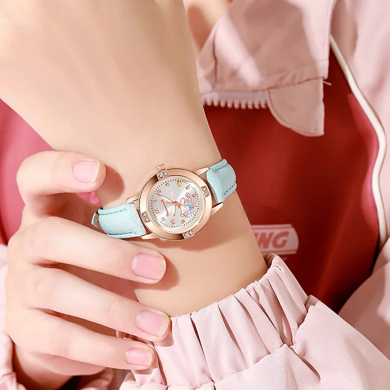 Hello Kitty Cinnamoroll Kuromi Rose Gold with Diamond Belt Quartz Watch